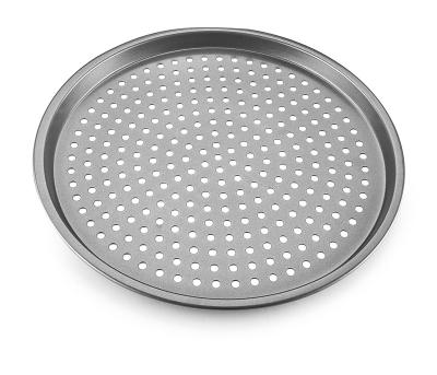 China GMF04 Viable Non Stick Cardboard Steel Pizza Pan Pizza Crisper Baking Tray Pizza Bakeware With Holes For Sale for sale