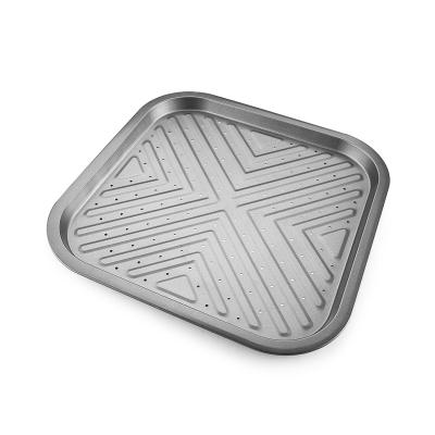 China Sustainable Pizza Pan Baking Tray Pizza Bakeware Non Stick Baking Steel Round Black Carbon Steel With Holes For Sale Custom Size for sale