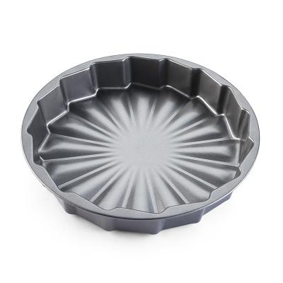 China Eco - Friendly Food Grade Non Stick Cast Iron Carbon Steel Round Bread Cake Pizza Baking Tray Pan for sale