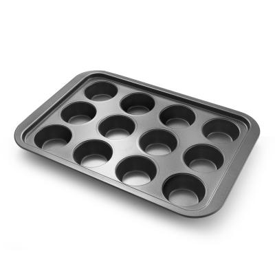 China 12 Cup Sustainable Food Grade Carbon Steel Cake Pan Cupcake Pan Non-Stick Coating Muffin Baking - Buy Bakery Muffin Moulds, Home Mould, for sale