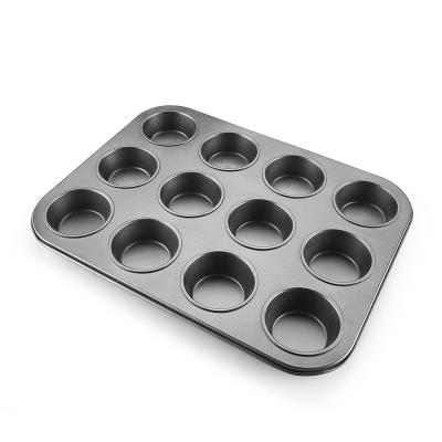 China 12 Cup Sustainable Food Grade Carbon Steel Cake Pan Cupcake Pan Non-Stick Coating Muffin Baking - Buy Bakery Muffin Moulds, Home Mould, for sale