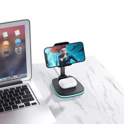 China Mobile phone 3 in 1 wireless fast charging station mobile phone watch earphone 3 in 1 fast wireless charging for sale