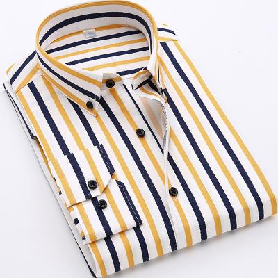 China Anti-pilling Mens Button Down Multi Stripes Short Sleeve One Chest Pocket Casual Shirts For Men for sale