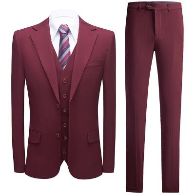 China 2022 Anti-Wrinkle Mens Plain Suits 3 Pieces Blazer Vest Pants Sets Formal Business Suits For Men for sale