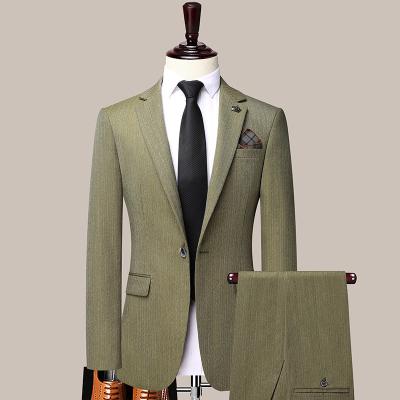 China 2022 Anti-wrinkle men pattern plain herringbone color suits 2 pieces pants sets formal business men suits for sale