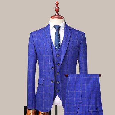 China High Quality Anti-wrinkle Mens Wool Suits Include 3 Piece Shirt Blazer Vest Pants Sets Formal Suits For Men for sale