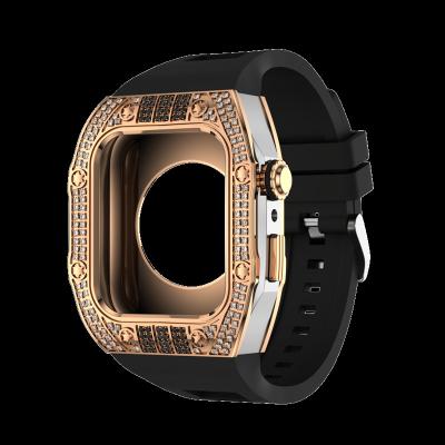 China Apple Watch Band 44mm/45mm Luxury Carbon Fiber Watch Case,Men Rugged Case And Fluorine Rubber Wristband Compatible A for sale