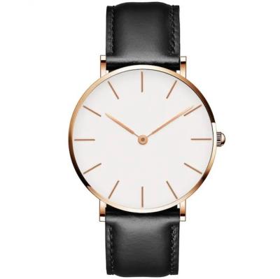 China Round Waterproof Quartz Watch Leather Belt Watch Diameter 40mm for sale