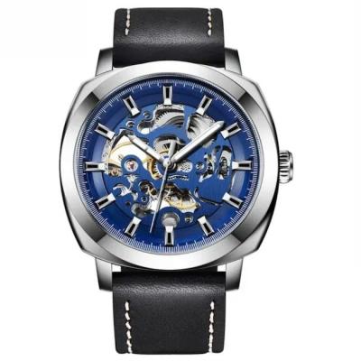 China Skeleton Mechanical Waterproof Quartz Watch 45mm Dia Leather Strap Mensenhorloge Te koop