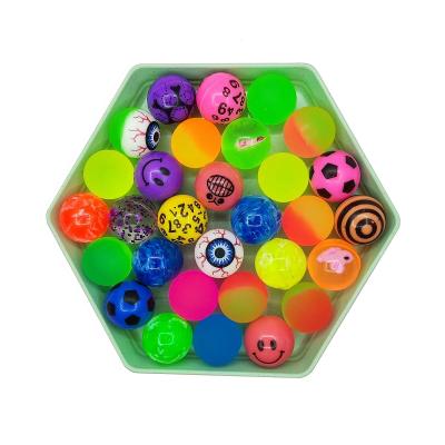 China Polymer Material Elastic Fun Assorted Designs Vending Machine Toy Balls 100-Pack Rubber Bouncy Balls 27MM For Kids for sale