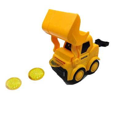 China NEW ! New Developed Plastic Launcher Toys Pull Truck Spilled Out Flying Saucers Kids Toy for sale