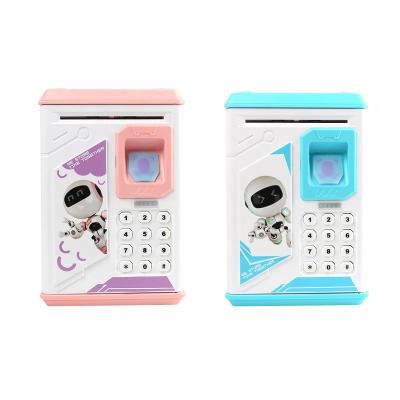 China Safety Children Mini Fingerprint Piggy Bank Atmosphere Electric Money Coin Cash Coin Saving Box With Music Light for sale