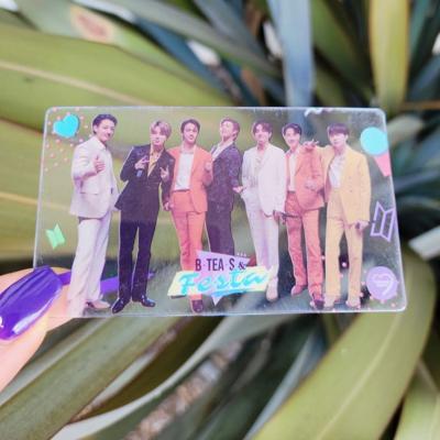 China Plastic wholesale custom printing clear pvc kpop plastic Photocard boarding check featuring by Borahae Events for sale