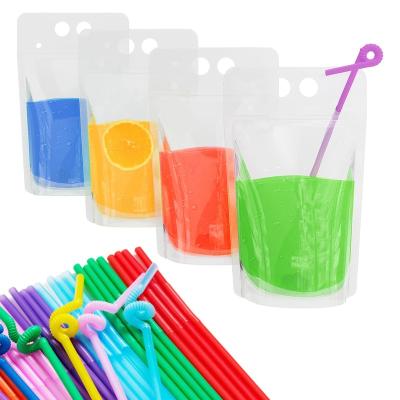 China Custom Printed Reusable Disposable Clear Plastic Liquid Logo Juice Drink Bag With Zipper Packaging for sale