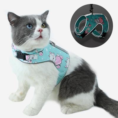 China Soft High Quality Luxury Custom Mesh Reflective Pet Harness Outdoor Breathable Cat Harness Dog Leash Adjustable for sale