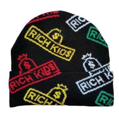 China Custom 100% COMMON Winter Hats Acrylic Jacquard Knitted Beanie Hat Knitted Skull Beanie for sale