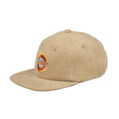 China 2021 COMMON Fashion Custom Wholesale Embroidery Cheap 6 Panel Unstructured Flat Brim Corduroy Snapback Hat for sale