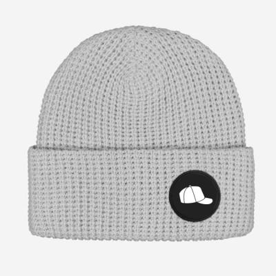 China Wholesale custom 100% brand logo 100% clean JOINT OEM Knitted Acrylic Rubber Beanie Hat Custom Winter Hat fashion for sale