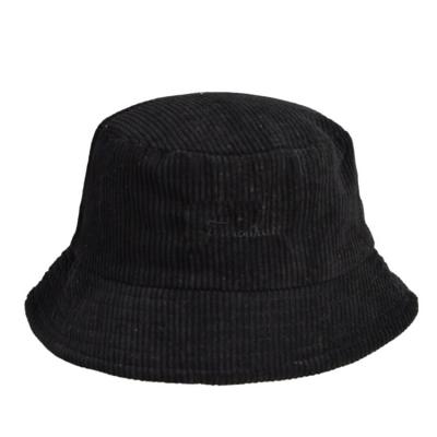 China Wholesale High Quality Black Custom Made Character Order Embroidery Corduroy Bucket Hat for sale