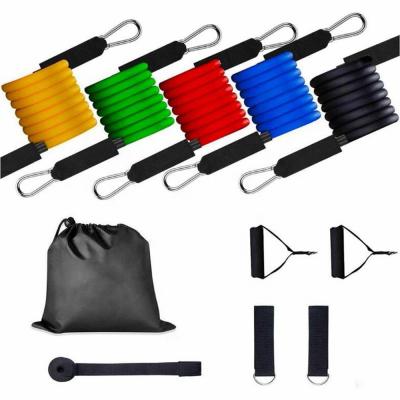 China Portable 11 Piece Resistance Bands Set Heavy Duty Resistance Bands Exercise Bands Resistance With Handles for sale