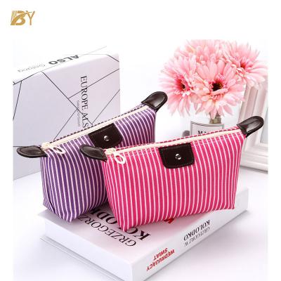 China Custom Rownyeon Logo Small Size Women Pink Gray Travel Makeup Pouch Cosmetic Bag Durable Cosmetic Bag With Zipper For Gift for sale