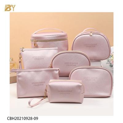 China Custom Wholesale Colorful Waterproof Travel Lady Makeup Bag High Quality Pink PU Fashion Cosmetic Bag for sale