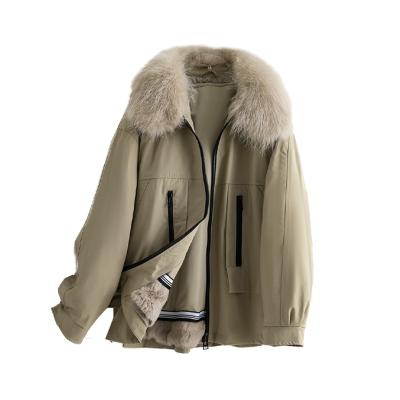 China Anti-wrinkle wholesale fur coat woman leather coat with slim real raccoon fur hooded parka with big collar outerwear fur coat for sale