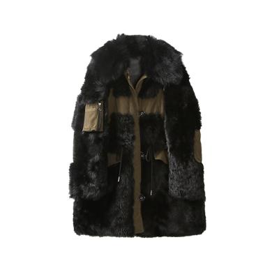 China Anti-wrinkle 2021 wholesale lamb fur teddy coat zipper fur leather jacket in winter black color box custom plus size for sale