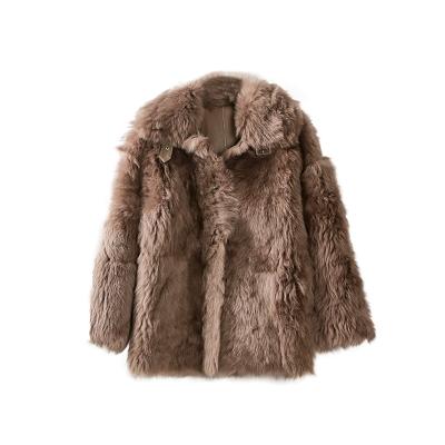 China Anti-wrinkle wholesales Italy imports real 100%wool sheepskin teddy bear coat coats with natural fur leather jacket for sale