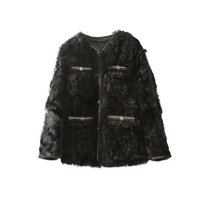 China Anti-wrinkle 2021 wholesales fur teddy black leather fur coat women down fur trim jacket can custom for sale