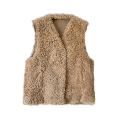 China Anti-Wrinkle Wholesales Women's Leather And Fur Vest 2020 Suede With Real Fur Cropped Lamb Leather Blazer With Fur for sale