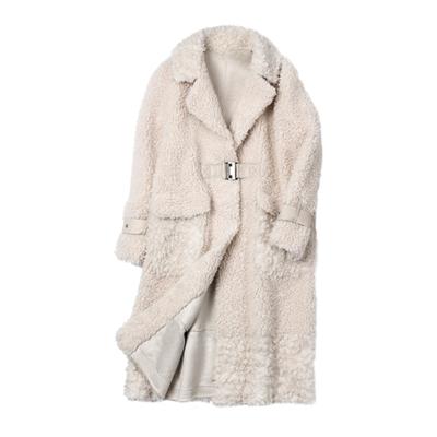 China Anti-wrinkle 2022 Wholesales White Teddies Women's Faux Fur Long Jackets With Metal Belt In Winter Coats for sale