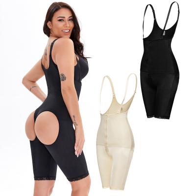 China Wholesale Antibacterial Plus Size Open Bust Shapewear Butt Lift Overalls Shaper Postpartum Jumpsuit For Women for sale