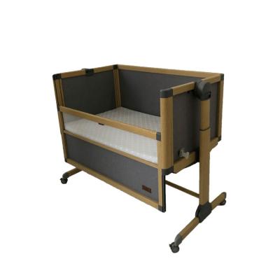 China Solid Wood Canvas European Style Baby Crib Co-Sleeper Adult Bed for sale