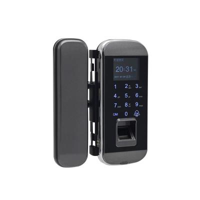 China Password Glass Multi-Language Anti-peep Card Lock Black Aluminum Alloy Fingerprint Door Lock Smart Lock for sale