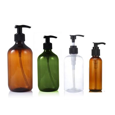 China Personal Care 500ml Empty Amber Plastic Bottle With Lotion Pump Shampoo Dispenser Container Personal Care Cosmetic Packaging for sale