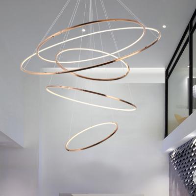 China Modern Classic 5 Ring Art Deco Led Large Modern Lobby Chandelier for sale