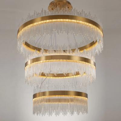 China Modern luxury gold light stainless steel pendant chandelier for hotel villa for sale