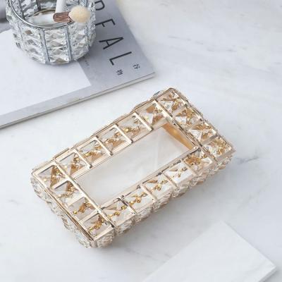 China Wholesale Modern Minimalist Decor Handmade Home Metal Crystal Silver Tissue Box for sale