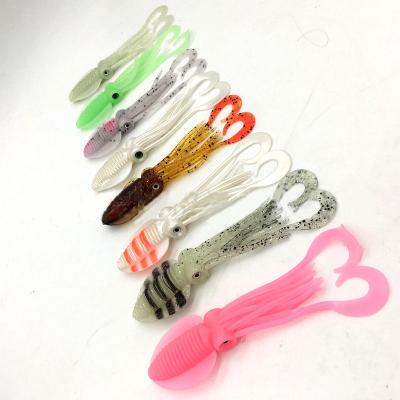 China High Quality Luminous 12cm13g Ocean Deep Sea Fishing Squid PVC Fishing Lure Octopus Baits Soft Plastic Fishing Lure for sale