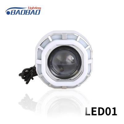 China LED01 Double angel eye without fan motorcycle led headlight projector lens for sale