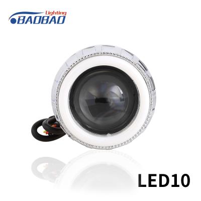 China LED10 Double angel eye without fan motorcycle led headlight projector lens for sale