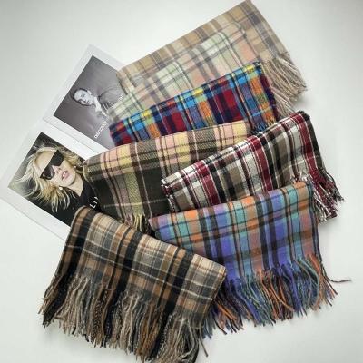 China Custom Made Soft Soft Feeling OEM Winter Scarf for Women Bare Tartan Warm Cozy Wrap Cashmere Pashmina Super Soft Shawl for sale