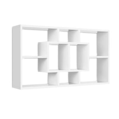 China (Size) Huaye White Wall Shelf DIY Adjustable Floating Mount Storage Shelf Display Rack for sale