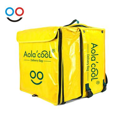 China Waterproof Motorcycle Bike Yellow Food Delivery Bag Insulated Thermal Pizza Bag Food Delivery Backpack For Glovo Talabat for sale