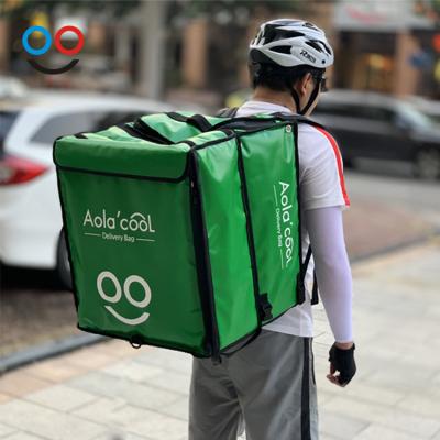 China Waterproof Green Food Delivery Bag Insulated Thermal Pizza Bag Food Delivery Backpack For Jumia Food UberEats for sale