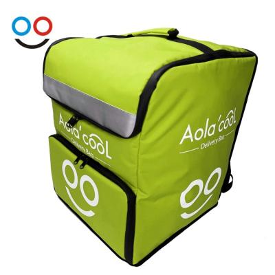 China Waterproof Fluorescent PVC Yellow Waterproof Cooler Delivery Bags Insulated Thermal Portable Pizza Delivery Backpack for sale