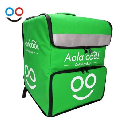 China Waterproof Aolacool Custom Waterproof Green OEM Heated Food Lunch Cooler Backpack Thermal Delivery Bag for sale