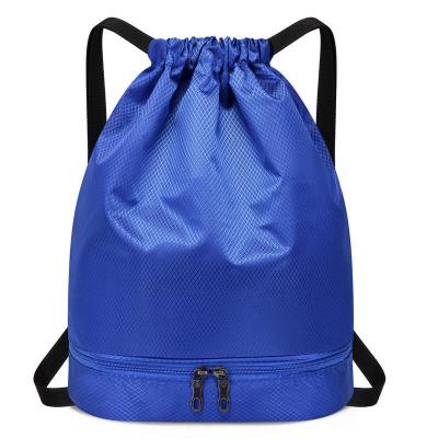 China Waterproof High Quality Customized Logo Printed Oxford Cloth Sports Drawstring Backpack Bag With Separate Shoe Pocket for sale