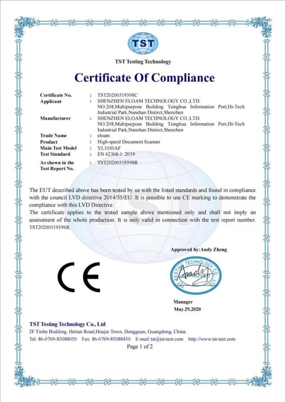 CE - Shenzhen Eloam Technology Co., Ltd.